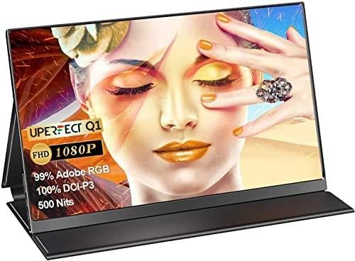 QLED Portable Monitor, UPERFECT 15.6’’ 100% DCI-P3 10 Bit 500 Nits Brightness Q1 Portable Display, FHD 1920×1080 Ultra-Wide Extended Screen, Frameless Ultra-Slim 1.23lb Lightweight and Travel Friendly