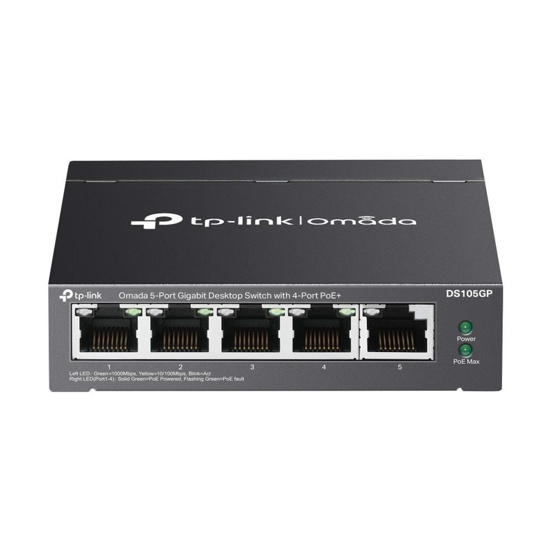 TP-Link Omada DS105GP network switch Unmanaged Gigabit Ethernet (10/100/1000) Power over Ethernet (PoE) Black