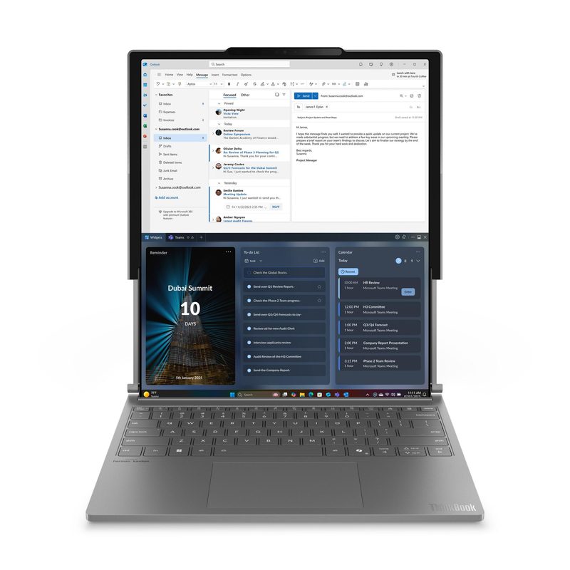 Lenovo ThinkBook Plus G6 Rollable Copilot+ PC Intel Core Ultra 7 258V Laptop 42.4 cm (16.7") 32 GB LPDDR5x-SDRAM 1 TB SSD Wi-Fi 7 (802.11be) Windows 11 Pro Grey French