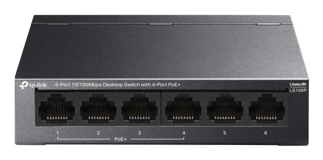 TP-Link LS106P network switch Unmanaged L2 Fast Ethernet (10/100) Power over Ethernet (PoE) Desktop Black