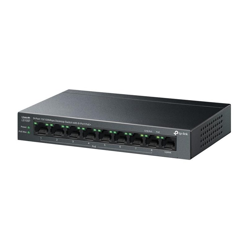TP-Link LiteWave LS109P network switch Unmanaged Fast Ethernet (10/100) Power over Ethernet (PoE) Black