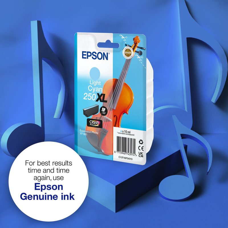 Epson Singlepack Light Cyan 250XL Violin Claria Photo HD Ink