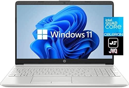 2022 Newest HP 15.6″ HD Laptop Computer, Intel Celeron Quad-Core N4120(up to 2.6GHz), 8GB DDR4 RAM, 128GB SSD, HDMI, Bluetooth, Webcam, USB-C, RJ45 Ethernet, Windows 11S, Silver, JVQ Mousepad