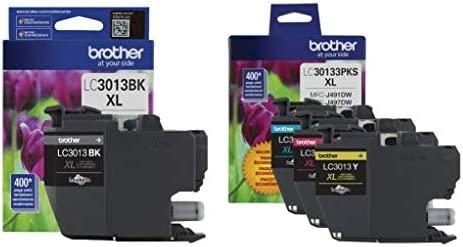 Brother Genuine LC3013BK, LC30133PKS High Yield Black, Cyan, Magenta and Yellow Ink Cartridge Set, LC3013