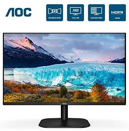 AOC 24B2XH 24″ Full HD IPS Monitor, 3-Sided Frameless & Ultra Slim HDMI and VGA inputs, Lowblue Mode, VESA compatible,Black