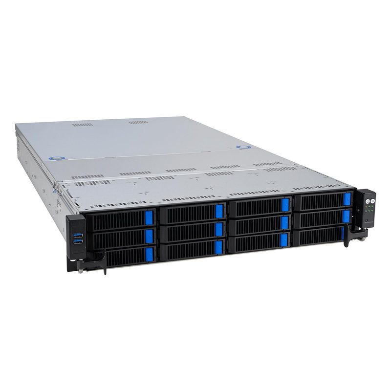 ASUS RS521A-E12-RS12U Socket SP5 Rack (2U) Black, Silver