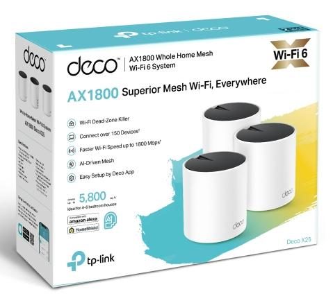 TP-Link Deco X25(3-pack) Dual-band (2.4 GHz / 5 GHz) Wi-Fi 6 (802.11ax) White 2 Internal