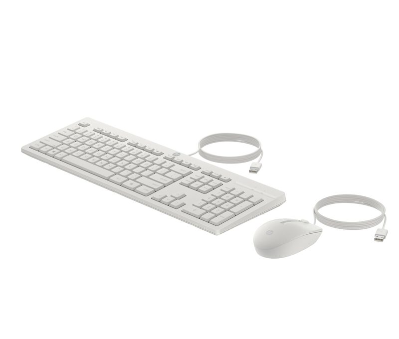 HP 225 WIRED MOUSE AND KB CWH keyboard Mouse included Office USB White