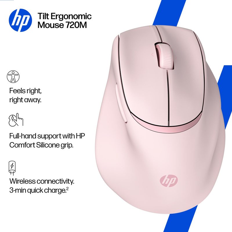 HP Tilt Ergonomic Pink Mouse 720M