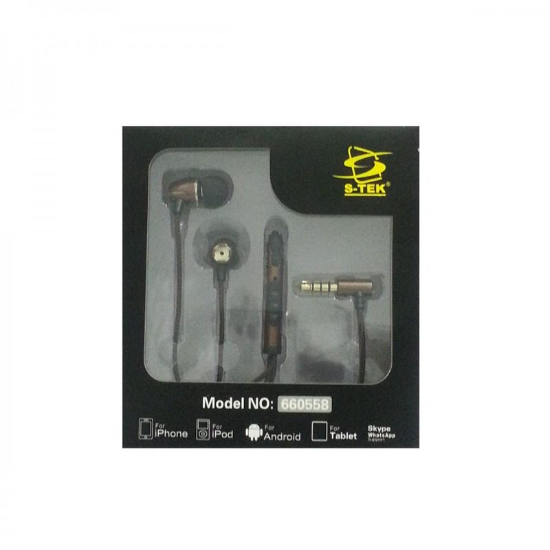 S-Tek [660558] Earphone Brown/Black With Mic
