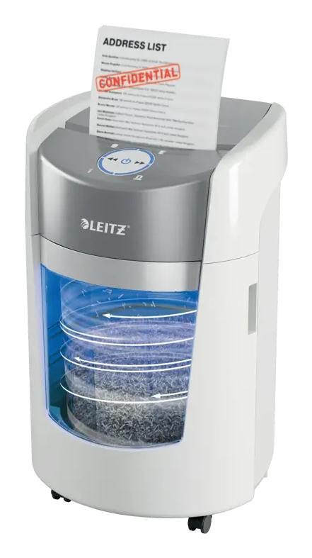 Leitz IQ OptiMax Small Office 350 paper shredder Micro-cut shredding 22.3 cm Grey, White
