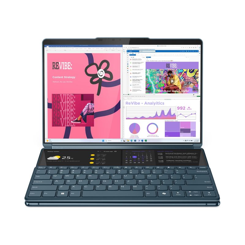Lenovo Yoga Book 9 13IMU9 Intel Core Ultra 7 155U Hybrid (2-in-1) 33.8 cm (13.3") Touchscreen 2.8K 32 GB LPDDR5x-SDRAM 1 TB SSD Wi-Fi 6E (802.11ax) Windows 11 Pro Teal