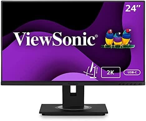 ViewSonic VG2455-2K 24 Inch IPS 1440p Monitor with USB 3.1 Type C HDMI DisplayPort and 40 Degree Tilt Ergonomics for Home and Office,Black