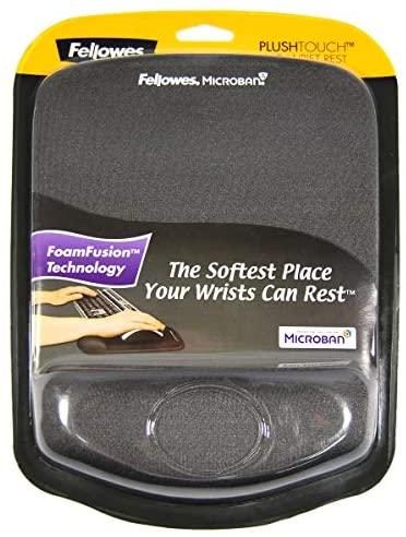 Fellowes PlushTouch Wrist Rest with Mouse Pad, FoamFusion Technology, Graphite (9252201)