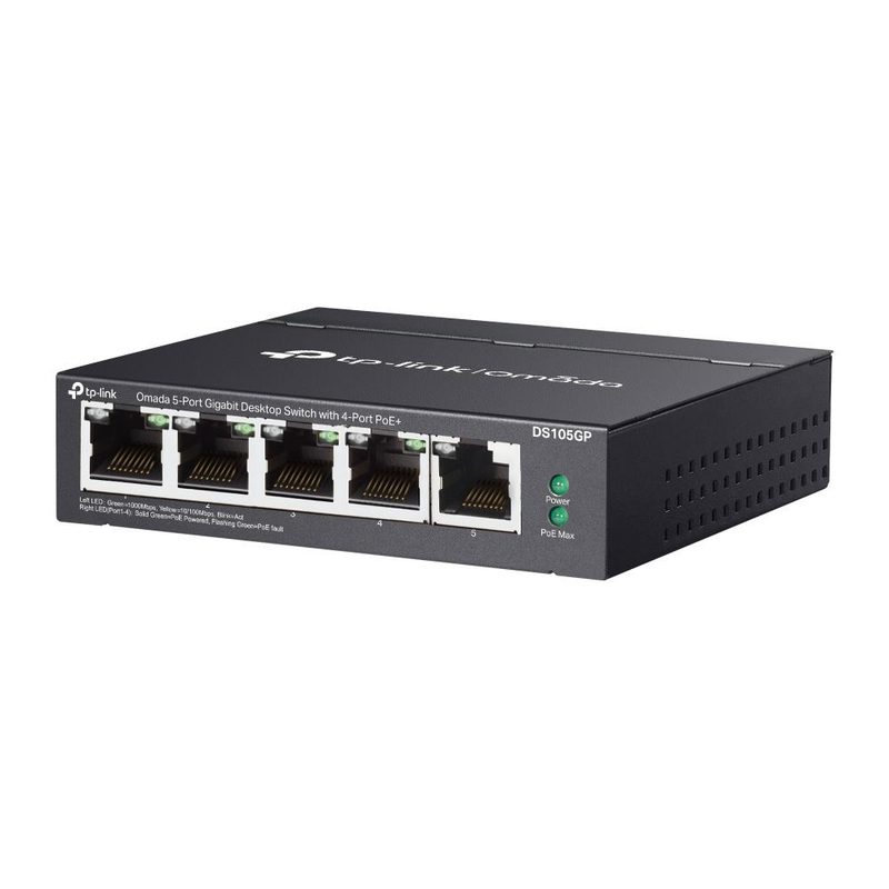 TP-Link Omada DS105GP network switch Unmanaged Gigabit Ethernet (10/100/1000) Power over Ethernet (PoE) Black