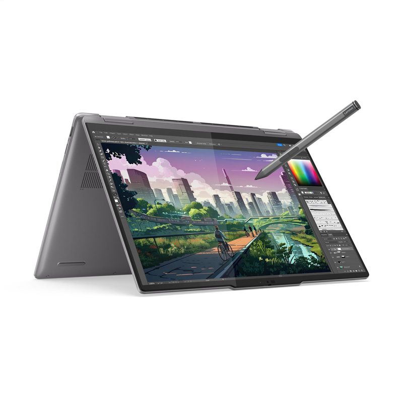 Lenovo Yoga 7 2-in-1 14AHP9 AMD Ryzen™ 5 PRO 8640HS Hybrid (2-in-1) 35.6 cm (14") Touchscreen WUXGA 16 GB LPDDR5x-SDRAM 512 GB SSD Wi-Fi 6E (802.11ax) Windows 11 Home Grey English