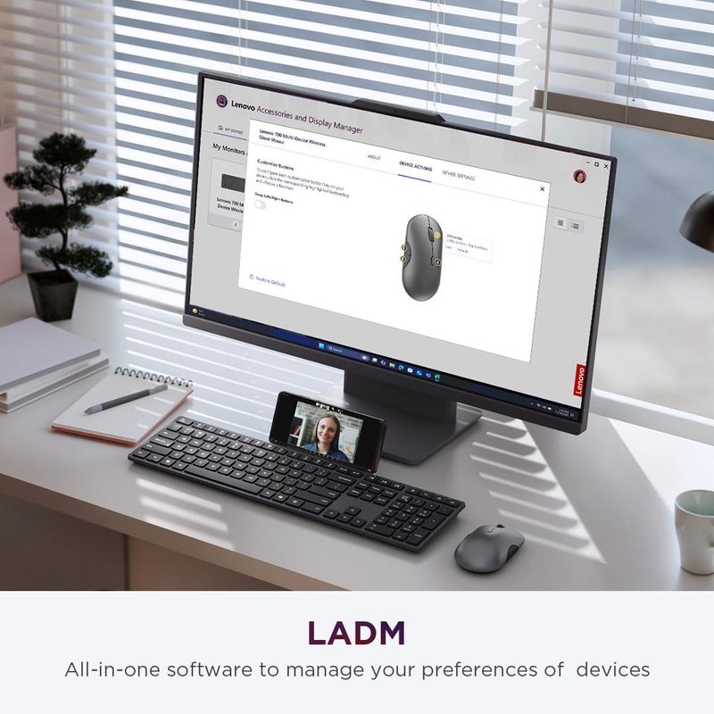 Lenovo GX31S04968 keyboard Mouse included RF Wireless + Bluetooth German Grey