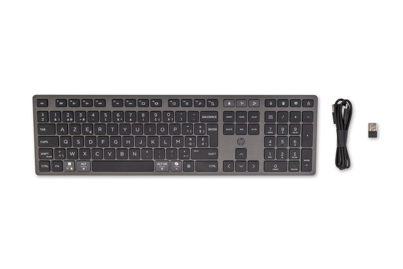 HP 720 Multi-Device Rechargeable Wireless keyboard Home/Office USB + Bluetooth AZERTY Belgian Black