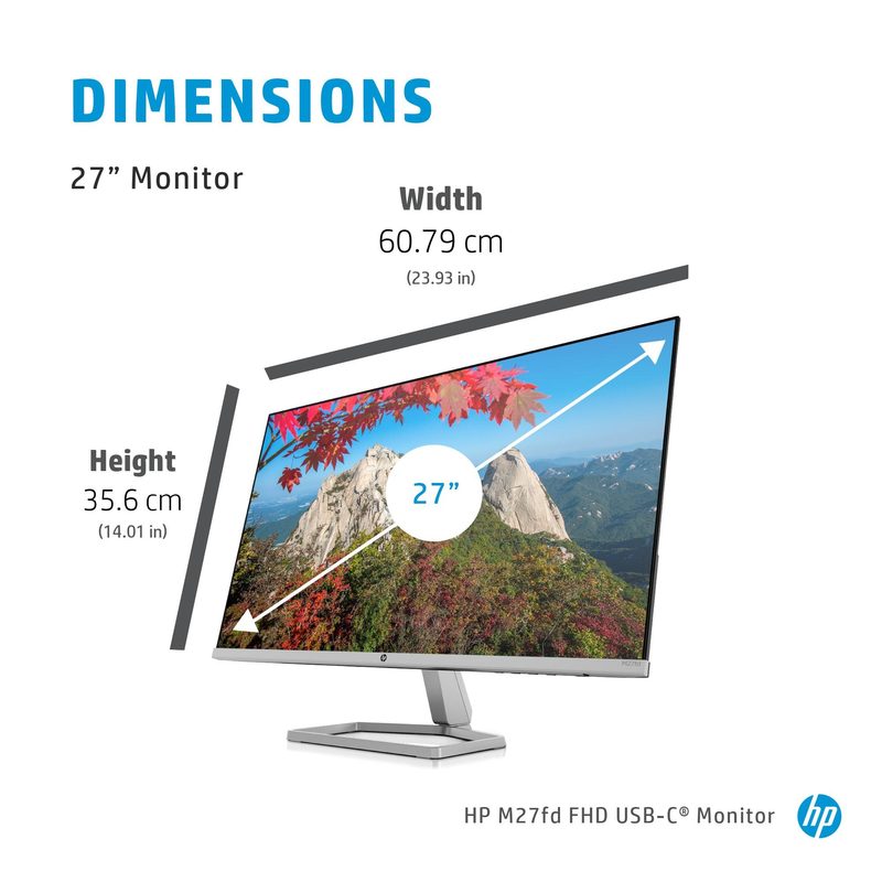 HP M27fd computer monitor 68.6 cm (27") 1920 x 1080 pixels Full HD LCD Black, Silver