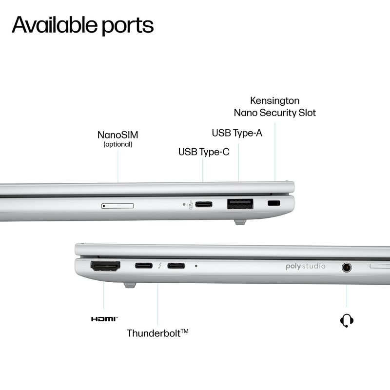 HP EliteBook 8 G1i Next Gen AI Wolf Pro Security Edition Copilot+ PC Intel Core Ultra 7 258V Laptop 35.6 cm (14") WUXGA 32 GB LPDDR5x-SDRAM 1 TB SSD Wi-Fi 7 (802.11be) Windows 11 Pro Silver