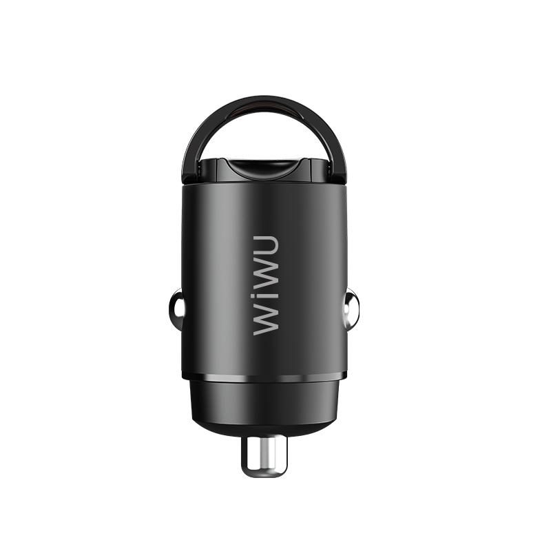 WiWU PC 300 3A Mini Car charger USB-C PD fast car charge Small Pull Ring for iPhone