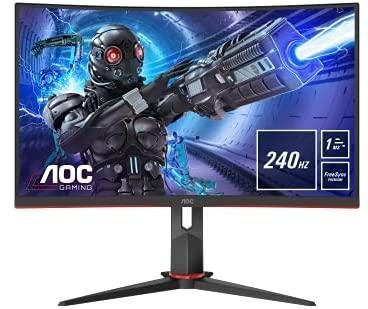 AOC C32G2ZE 32″ Curved Frameless Gaming Monitor, Full HD 1920×1080, VA, 0.5ms 240Hz, AMD FreeSync Premium, DP/HDMI/VGA, VESA, 3-3-1 Re-Spawn Program