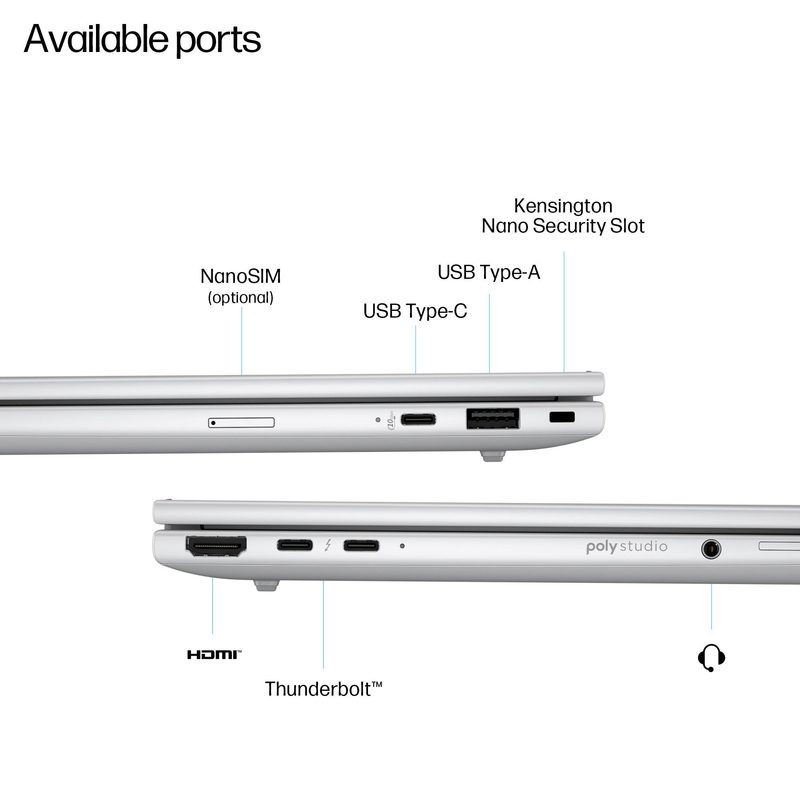 HP EliteBook 8 G1i 14 inch Notebook AI PC Intel Core Ultra 5 225U Laptop 35.6 cm (14") WUXGA 24 GB DDR5-SDRAM 512 GB SSD Wi-Fi 7 (802.11be) Windows 11 Pro Silver