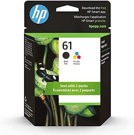 Original HP 61 Black/Tri-color Ink (2-pack) | Works with DeskJet 1000, 1010, 1050, 1510, 2050, 2510, 2540, 3000, 3050, 3510; ENVY 4500, 5530; OfficeJet 2620, 4630 | Eligible for Instant Ink | CR259FN
