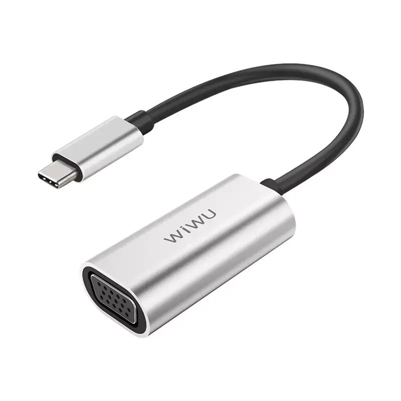 WiWU Alpha VGA Mini Portable USB-C Adapter To VGA 60Hz Widely Compatible Laptop Dongle Station Smart Phone Tablet Interface Accessories