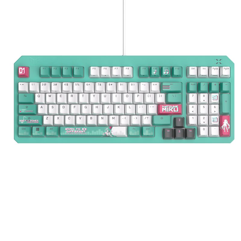 ASUS TUF Gaming K3 Gen II Hatsune Miku Edition keyboard USB Mint colour, White
