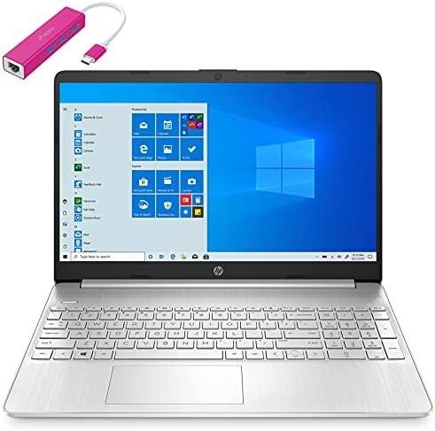 HP 15 15.6″ FHD Laptop Computer, AMD Ryzen 3 3250U up to 3.5GHz (Beat i3-10110U), 64GB DDR4 RAM, 2TB PCIe SSD, 802.11AC WiFi, Bluetooth 5.0, Webcam, Type-C, HDMI, Silver, Windows 10 S, Type-C HUB