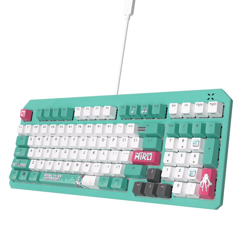 ASUS TUF Gaming K3 Gen II Hatsune Miku Edition keyboard USB Mint colour, White