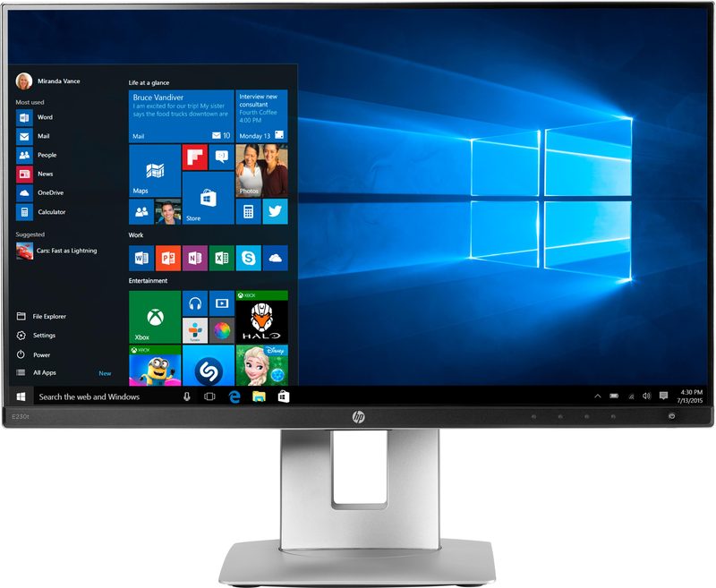HP EliteDisplay E230t computer monitor 58.4 cm (23") 1920 x 1080 pixels Full HD LED Touchscreen Table Black, Silver