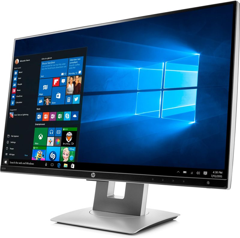 HP EliteDisplay E230t computer monitor 58.4 cm (23") 1920 x 1080 pixels Full HD LED Touchscreen Table Black, Silver