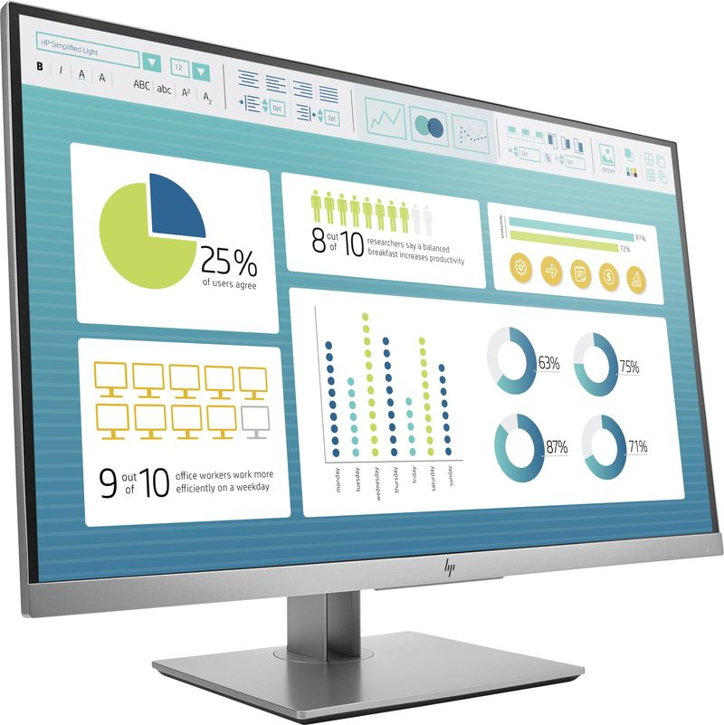 HP EliteDisplay E273 computer monitor 68.6 cm (27") 1920 x 1080 pixels Full HD LED Black, Silver