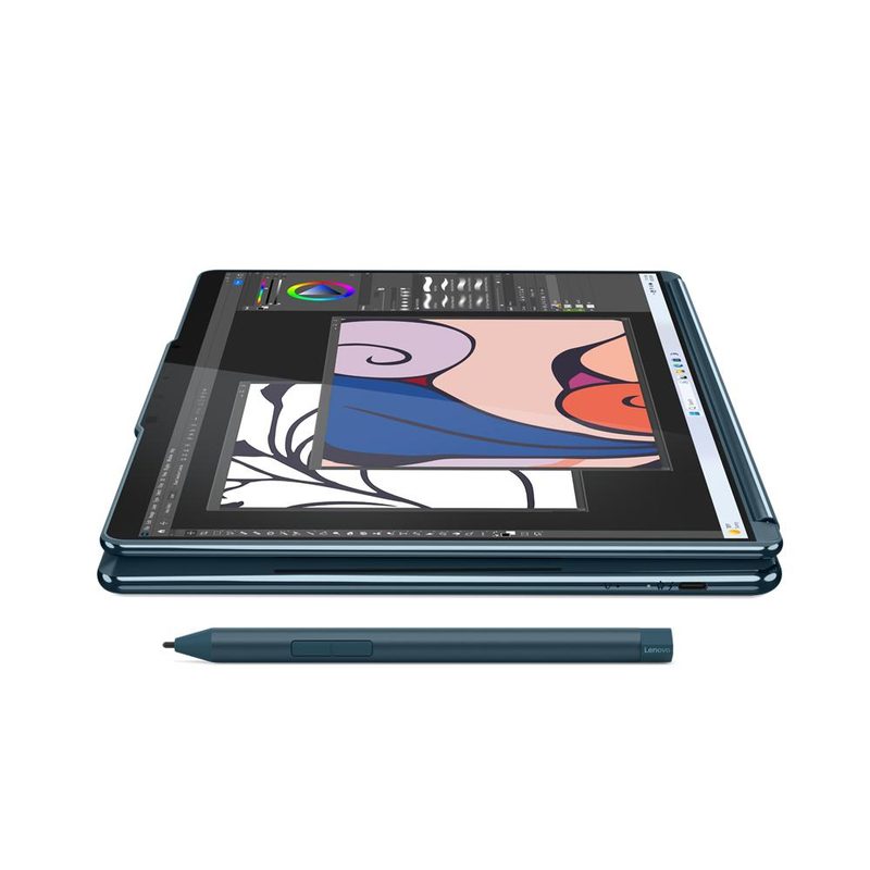 Lenovo Yoga Book 9 13IMU9 Intel Core Ultra 7 155U Hybrid (2-in-1) 33.8 cm (13.3") Touchscreen 2.8K 32 GB LPDDR5x-SDRAM 1 TB SSD Wi-Fi 6E (802.11ax) Windows 11 Home Teal Italian