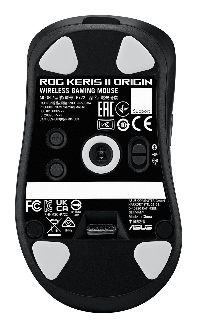 ASUS ROG Keris II Origin BLK mouse Gaming Right-hand RF Wireless + Bluetooth + USB Type-A Optical 42000 DPI