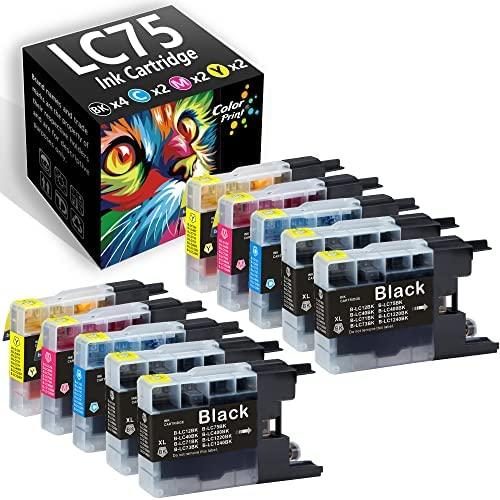 10-Pack ColorPrint Compatible LC-75 Ink Cartridge Replacement for LC 75XL LC75XL LC75 Work with MFC-J6510DW MFC-J6710DW MFC-J6910DW MFC-J280W MFC-J425W MFC-J435W MFC-J5910DW MFC-J825DW (4BK,2C,2M,2Y)