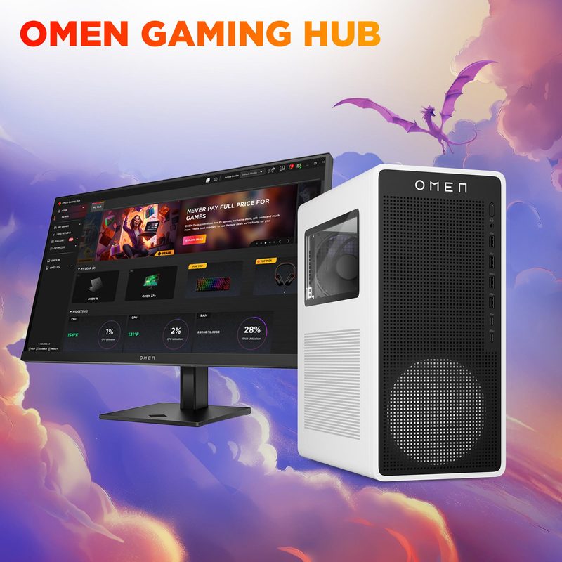 HP OMEN 16L TG03-0513na Intel Core Ultra 5 225F 16 GB DDR5-SDRAM 1 TB SSD NVIDIA GeForce RTX 5060 Ti Windows 11 Home Tower PC AI PC White