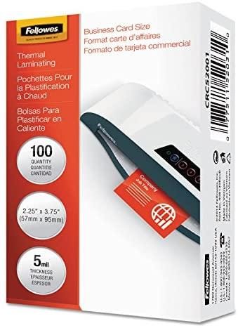 Fellowes 52031 Laminating Pouches,Business Card,2-1/4-Inch X3-3/4-Inch ,100/Pk,Cl
