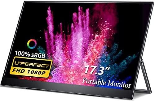 Portable Monitor 17.3 inch 100% sRGB 1080P with VESA & Stand 180° Adjustable – UPERFECT Ultra-Slim & Lightweight Frameless FHD FreeSync IPS HDR Gaming Display, Travel Second Monitor for Laptop