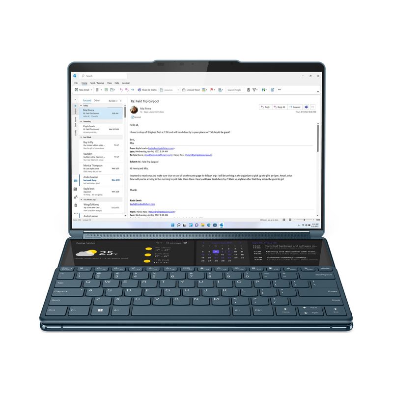 Lenovo Yoga Book 9 13IRU8 Intel® Core™ i7 i7-1355U Hybrid (2-in-1) 33.8 cm (13.3") Touchscreen 2.8K 16 GB LPDDR5x-SDRAM 1 TB SSD Wi-Fi 6E (802.11ax) Windows 11 Home Teal