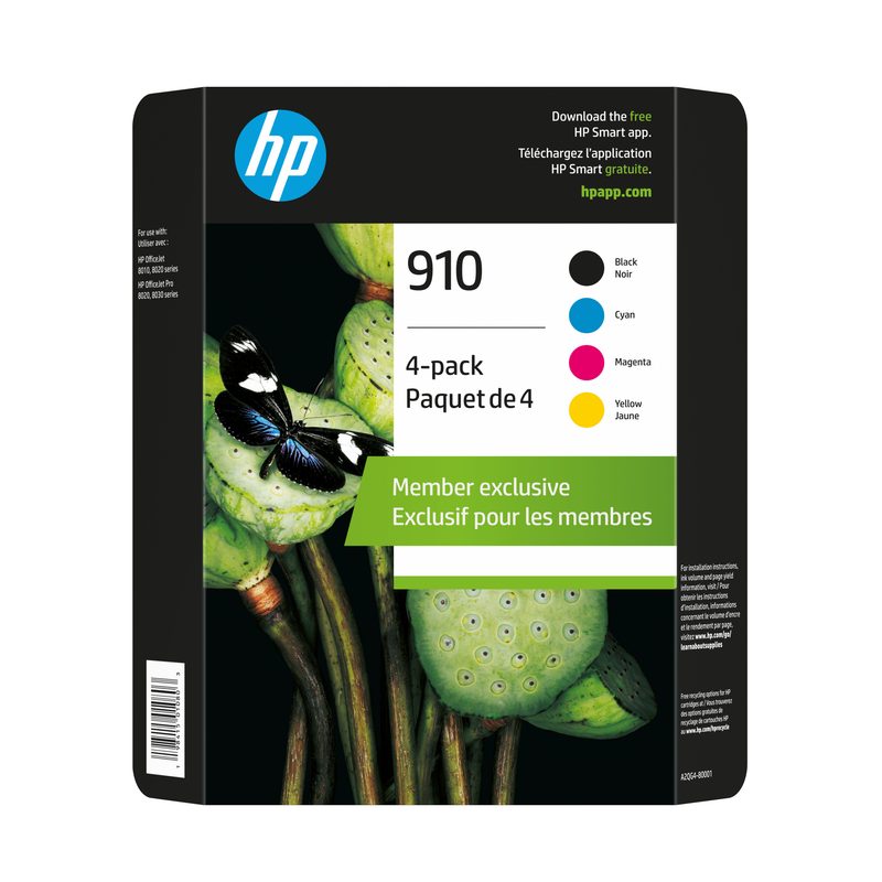 HP 910 CMYK Ink Cartridge Club 4-Pack