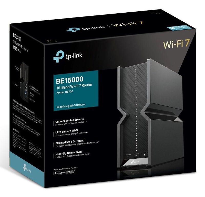 TP-Link Archer BE700 wireless router Multi-Gigabit Ethernet Tri-band (2.4 GHz / 5 GHz / 6 GHz) Black