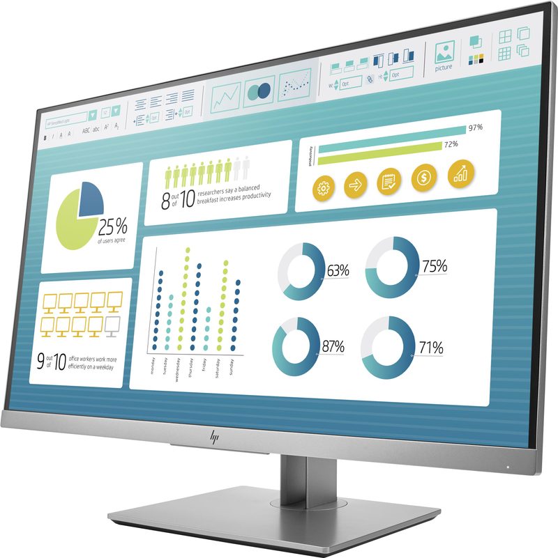 HP EliteDisplay E273 computer monitor 68.6 cm (27") 1920 x 1080 pixels Full HD LED Black, Silver