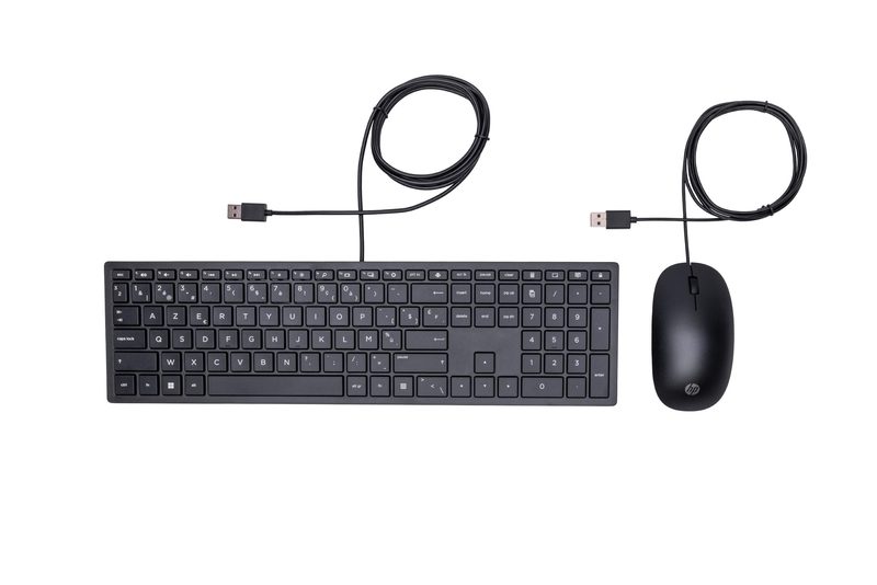 HP Pavilion Wired and Mouse 400 keyboard Mouse included Office USB AZERTY Belgian Black
