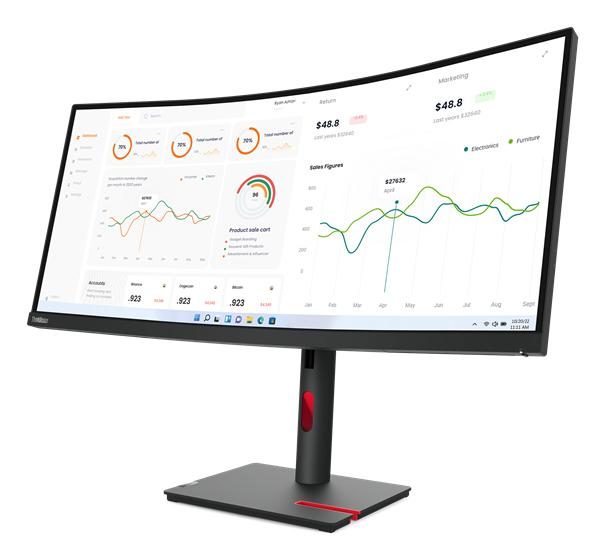 Lenovo ThinkVision T34w-30 computer monitor 86.4 cm (34") 3440 x 1440 pixels Wide Quad HD LED Black