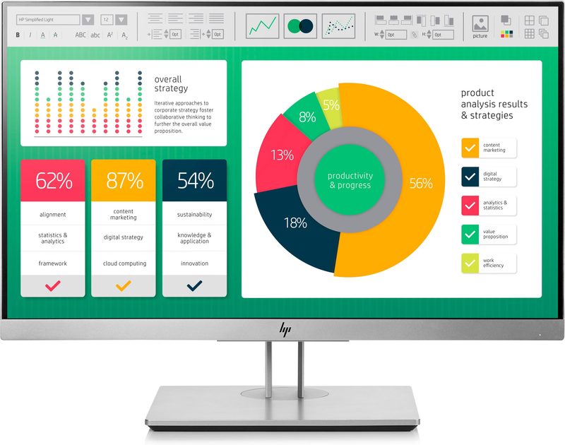 HP EliteDisplay E223 computer monitor 54.6 cm (21.5") 1920 x 1080 pixels Full HD LED Black, Silver