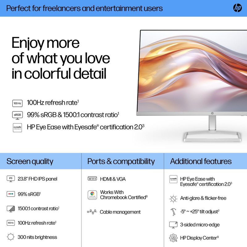 HP Series 5 23.8 inch FHD Monitor - 524sf