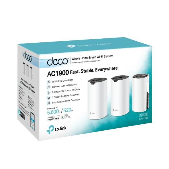 TP-Link DECO S1900(3-PACK) mesh wi-fi system Dual-band (2.4 GHz / 5 GHz) Wi-Fi 5 (802.11ac) White Internal